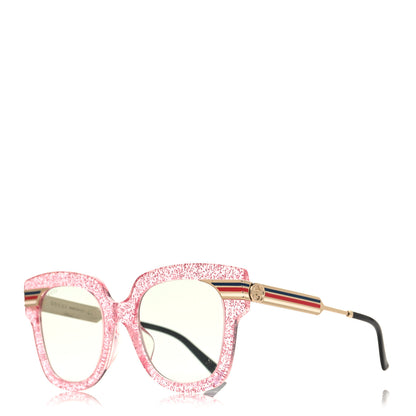 Gucci Acetate Square Frame Web Glitter GG0281S Sunglasses Pink 1 of 7