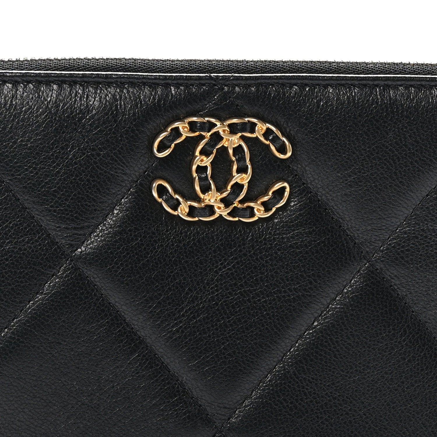 Chanel Shiny Goatskin Quilted Small Chanel 19 Pouch With Handle Black 9 of 12