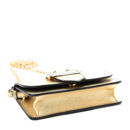 Burberry Metallic Soft Grain Calfskin Mini Phone Buckle Bag Gold 4 of 8