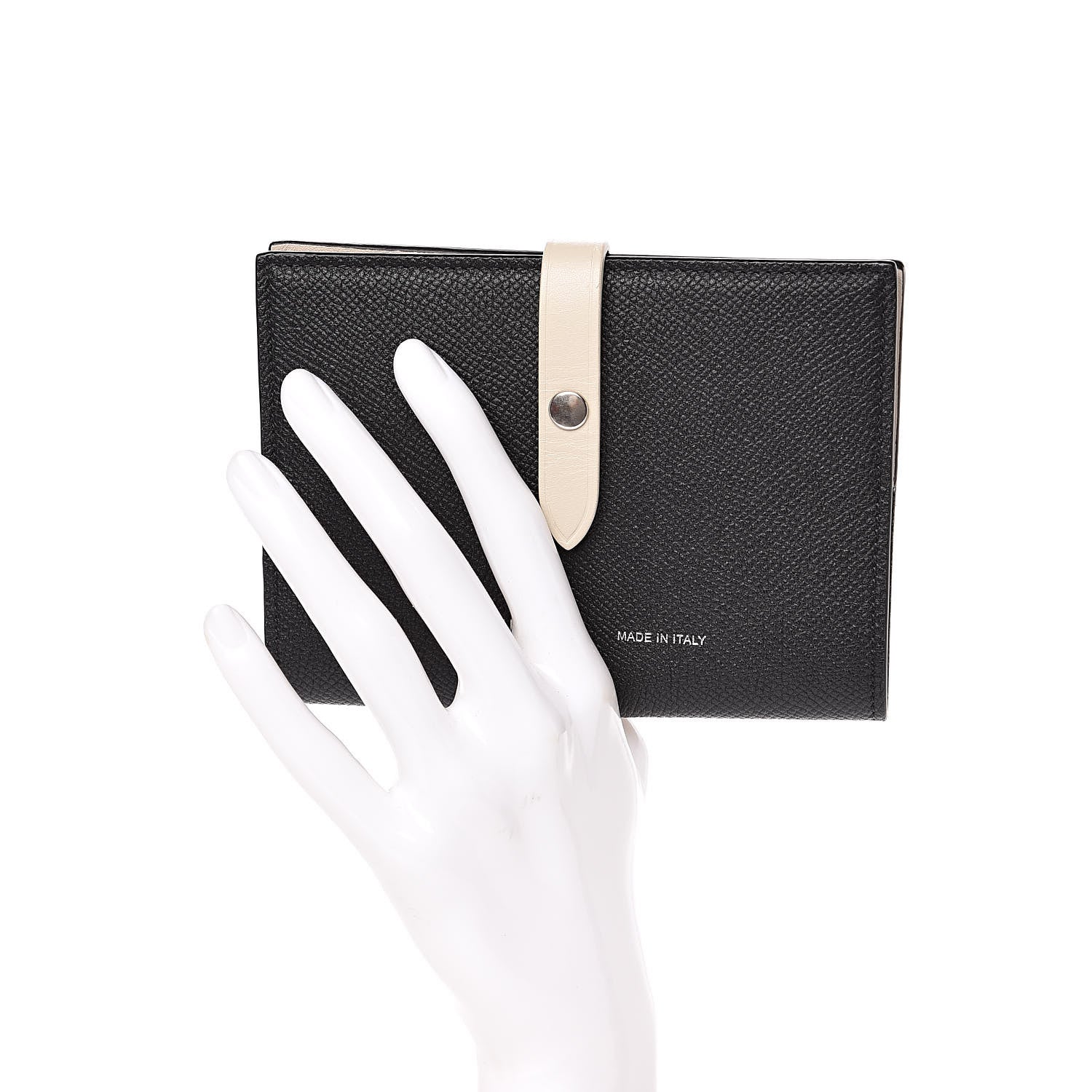 Celine Grained Calfskin Strap Passport Cover Black Chalk 2 of 9