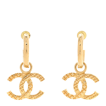 Chanel Quilted CC Logo Hoop Earrings Gold 1 of 4