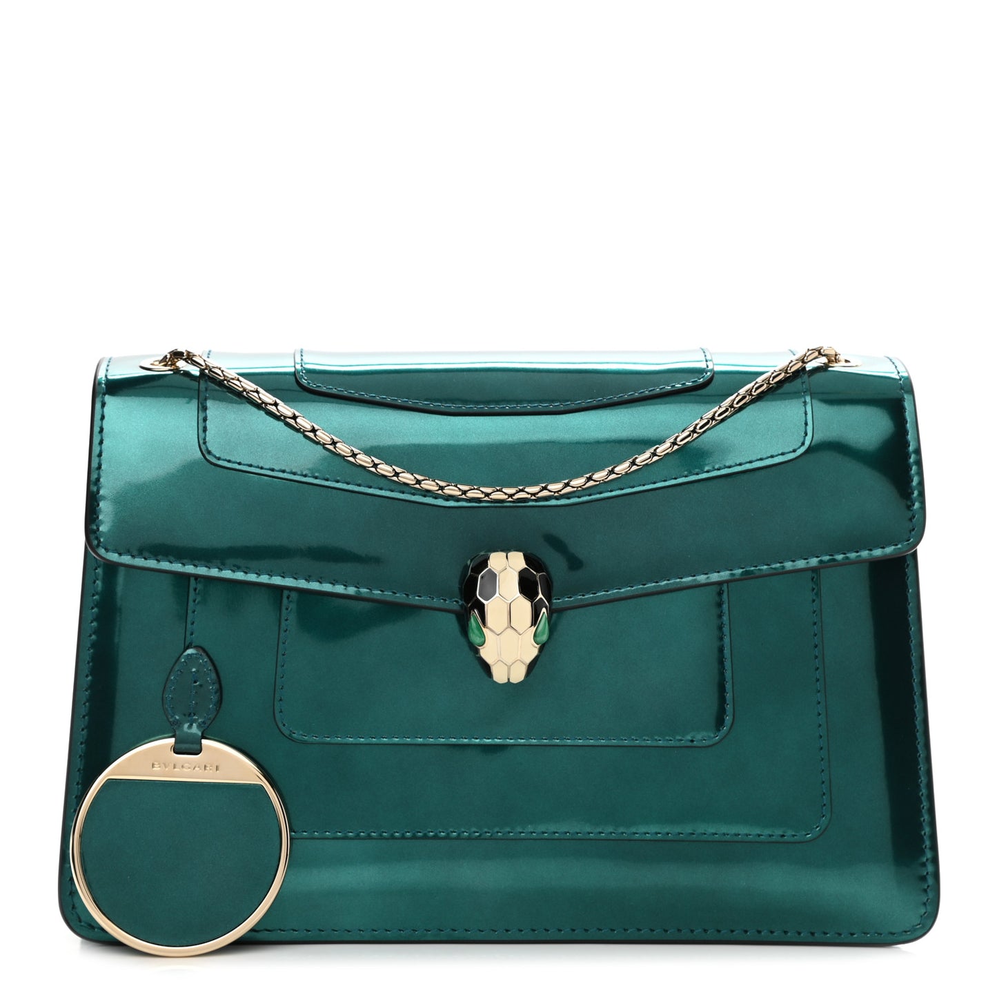 Metallic Calfskin Serpenti Forever Shoulder Bag Green