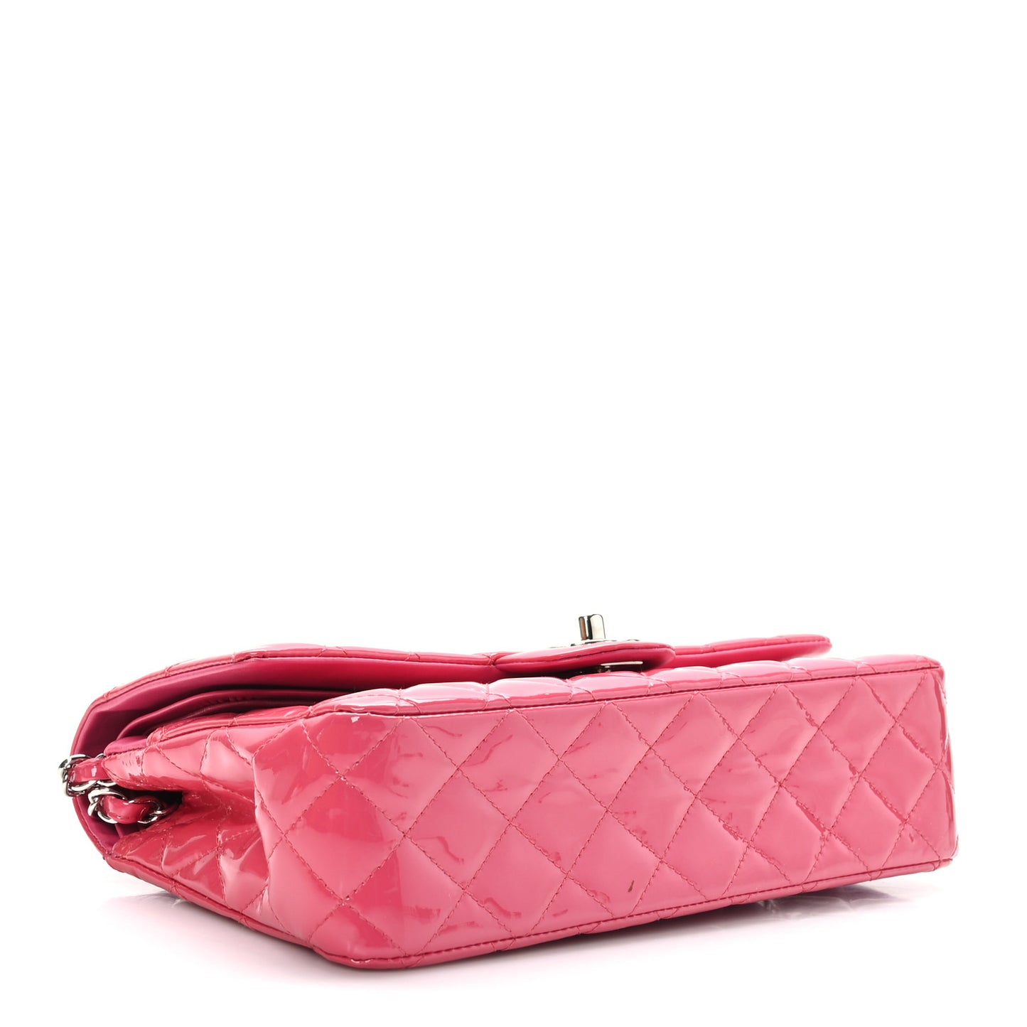 Patent Quilted Medium Double Flap Pink