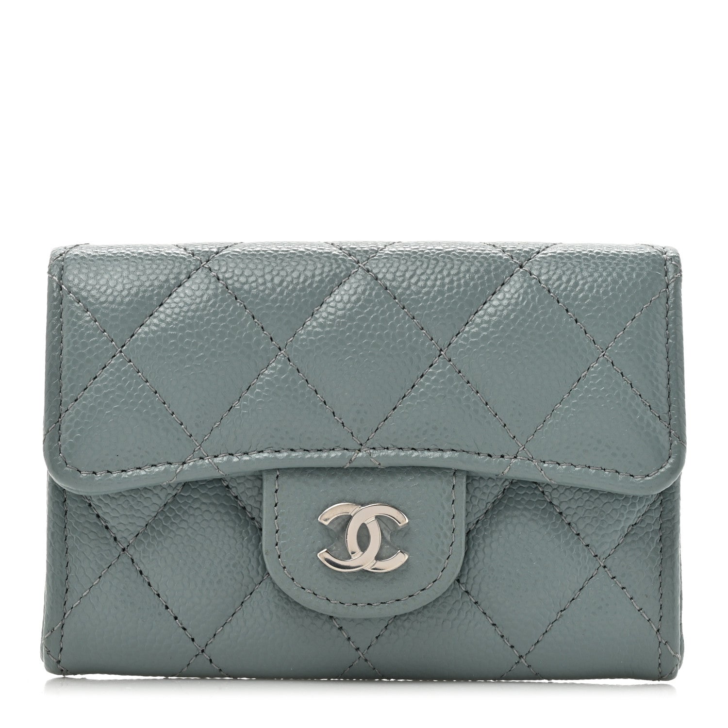 Chanel Caviar Quilted Flap Card Holder Wallet Blue 1 of 8