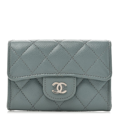 Chanel Caviar Quilted Flap Card Holder Wallet Blue 1 of 8