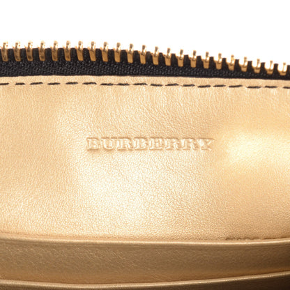 Burberry Metallic Signature Grain Calfskin Check Embossed Peyton Crossbody Clutch Bag Gold 9 of 12