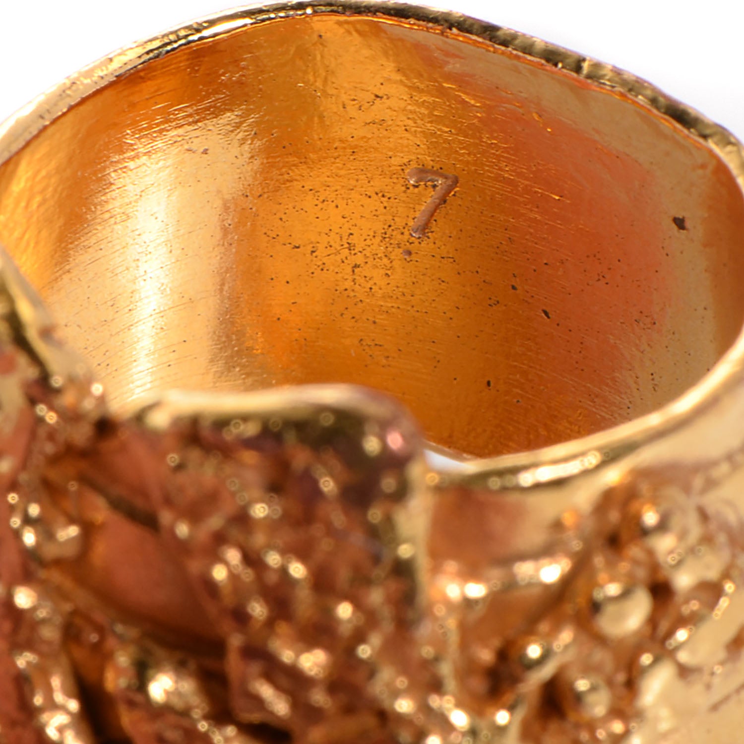 Saint Laurent Glass Cabochon Arty Ovale Ring 7 Gold Coral 5 of 5