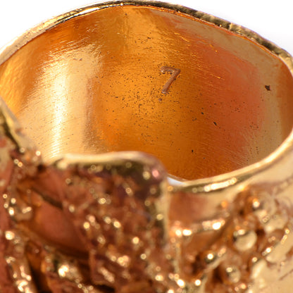 Saint Laurent Glass Cabochon Arty Ovale Ring 7 Gold Coral 5 of 5