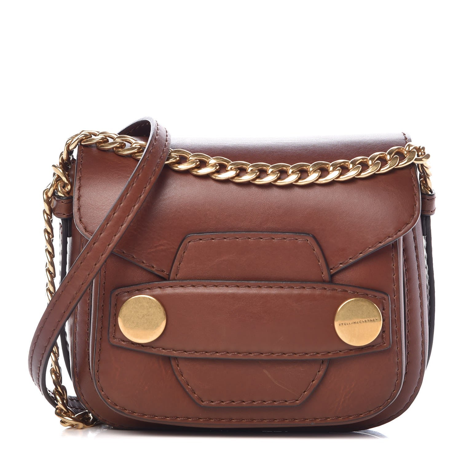 Stella McCartney Eco Alter Nappa Popper Shoulder Bag Cognac 1 of 10