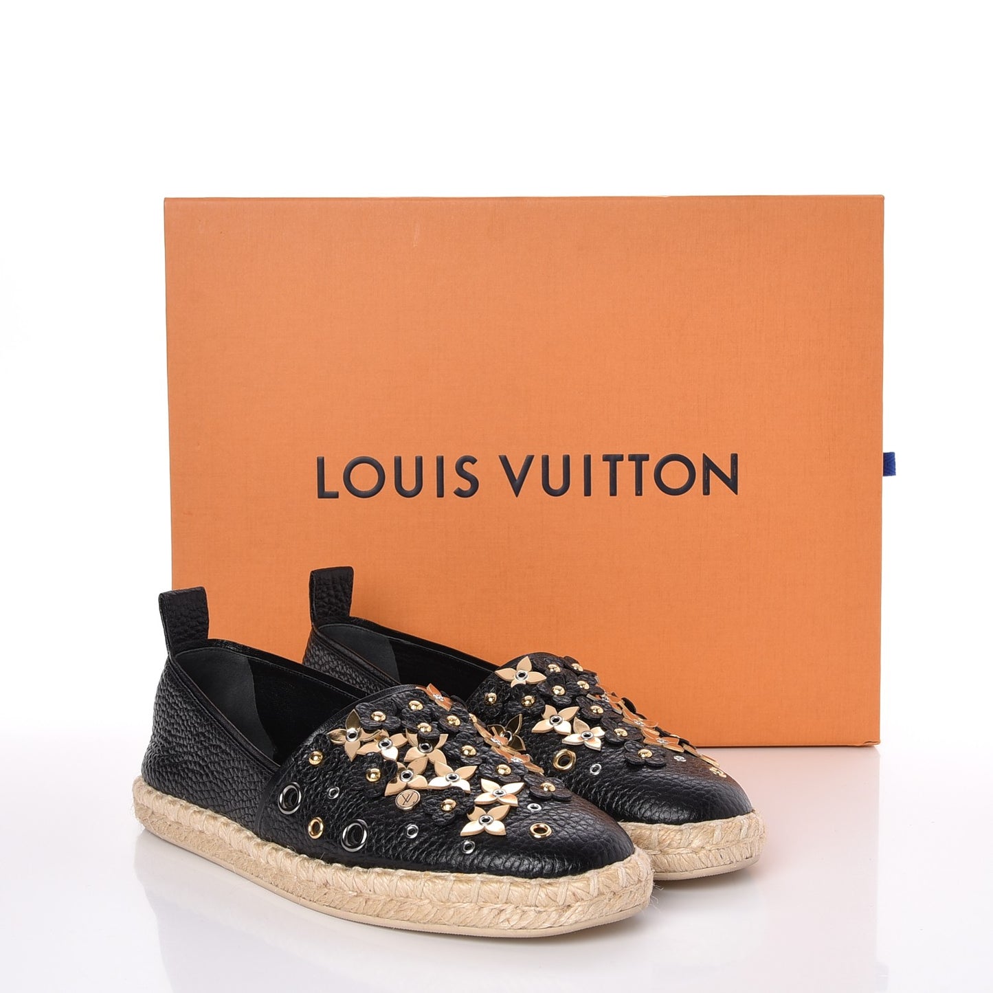 Calfskin Tropical Bloom Espadrille Flat 36 Black