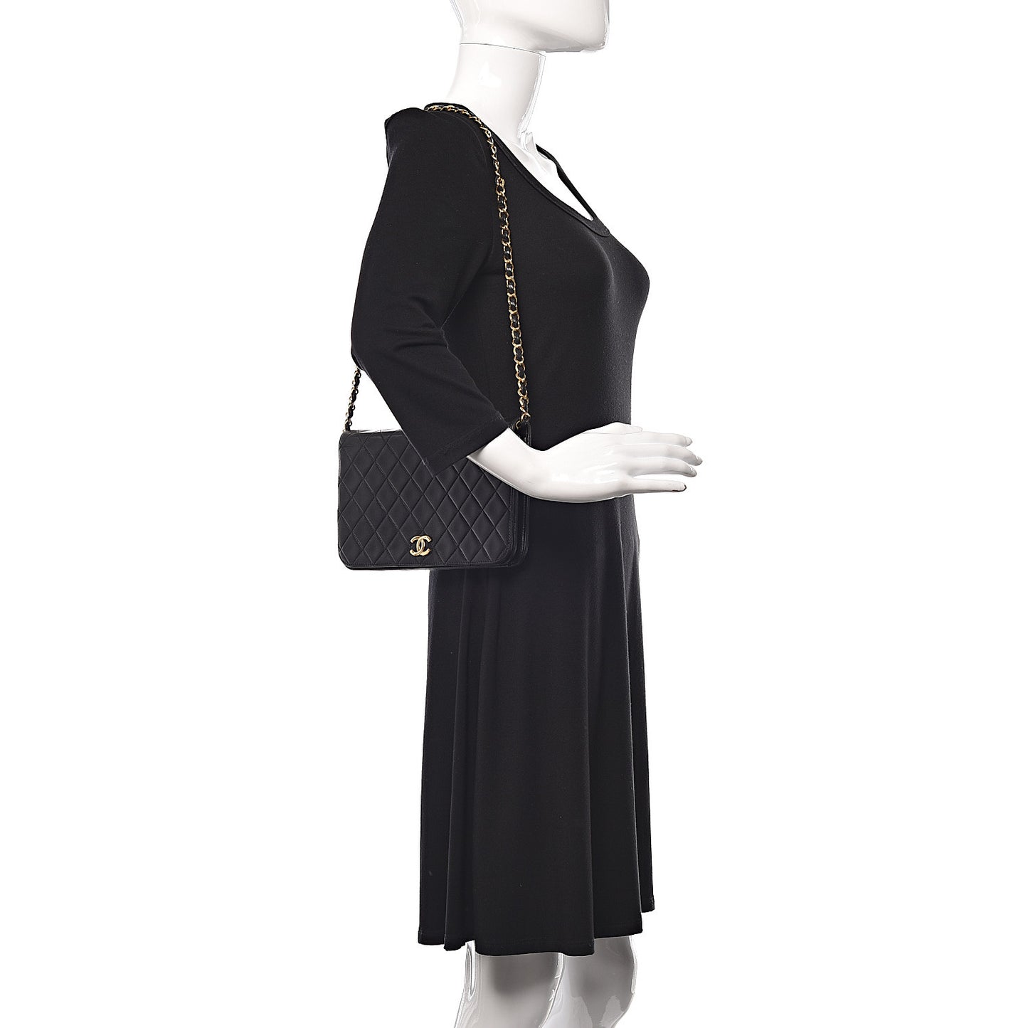 Lambskin Quilted Small Single Flap Bag Black