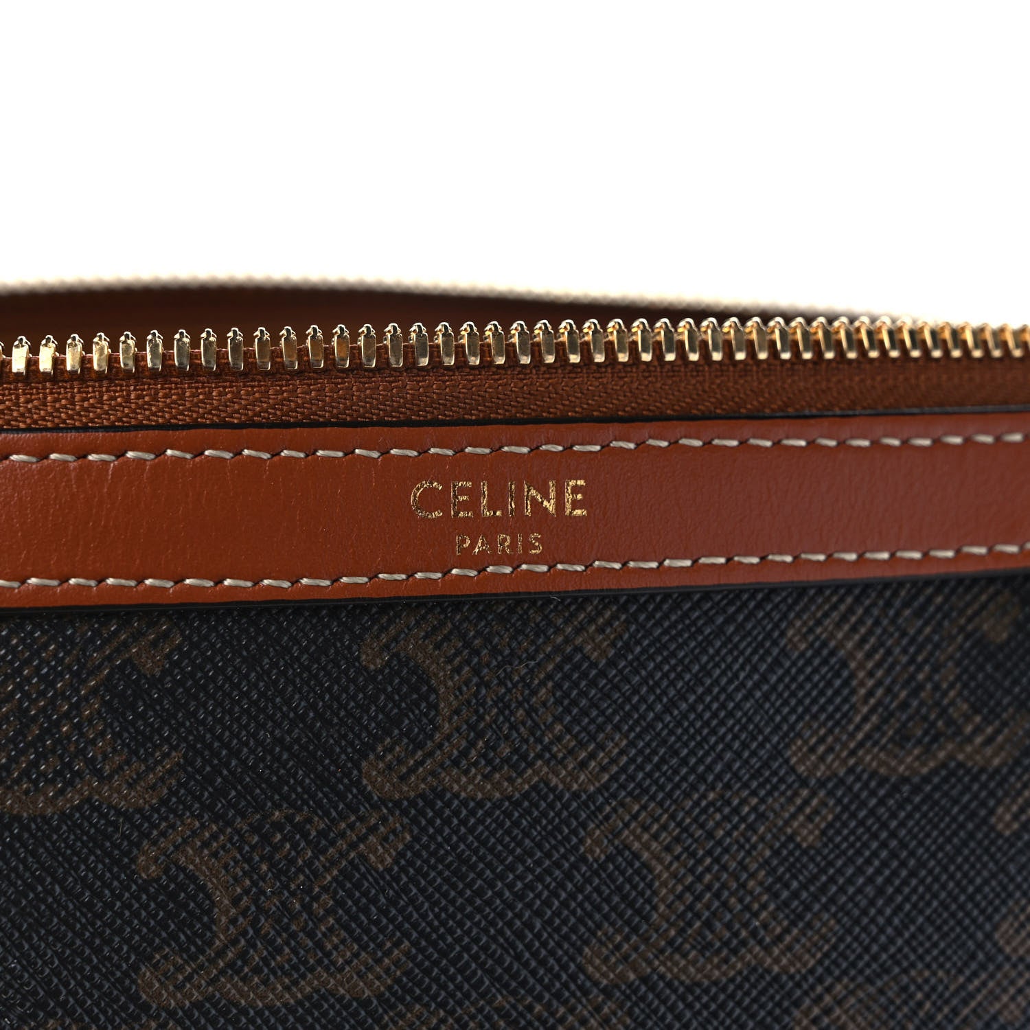 Celine Triomphe Canvas Calfskin Vertical Boston Bag Tan 5 of 10