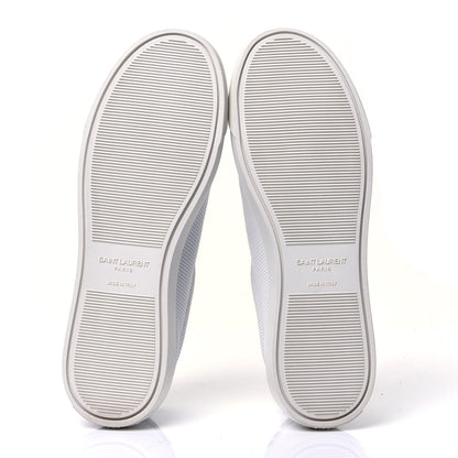 Saint Laurent Perforated Calfskin Cheetah Print Andy Low Top Sneakers 38 White Black 6 of 9