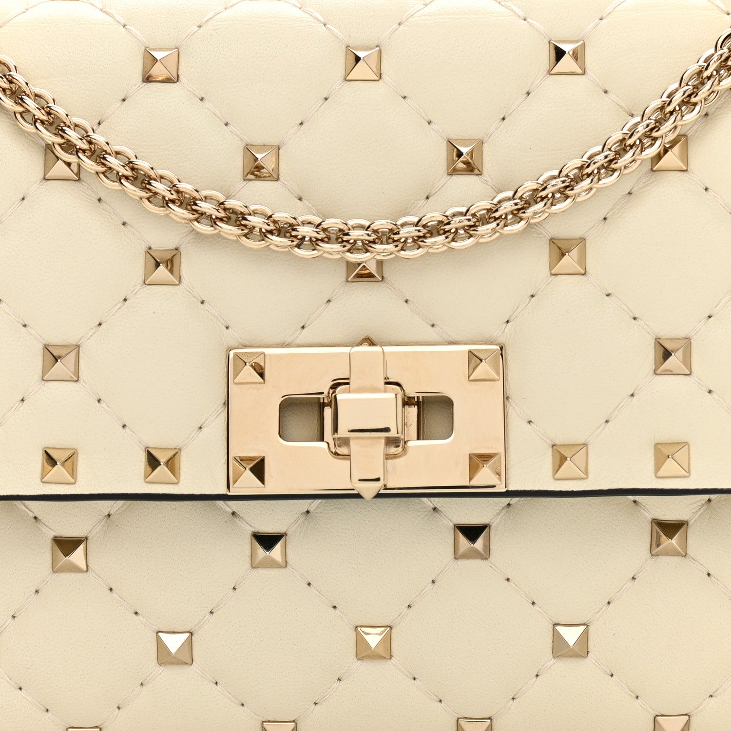 Valentino Garavani Nappa Rockstud Spike Wallet on Chain Light Ivory 7 of 11