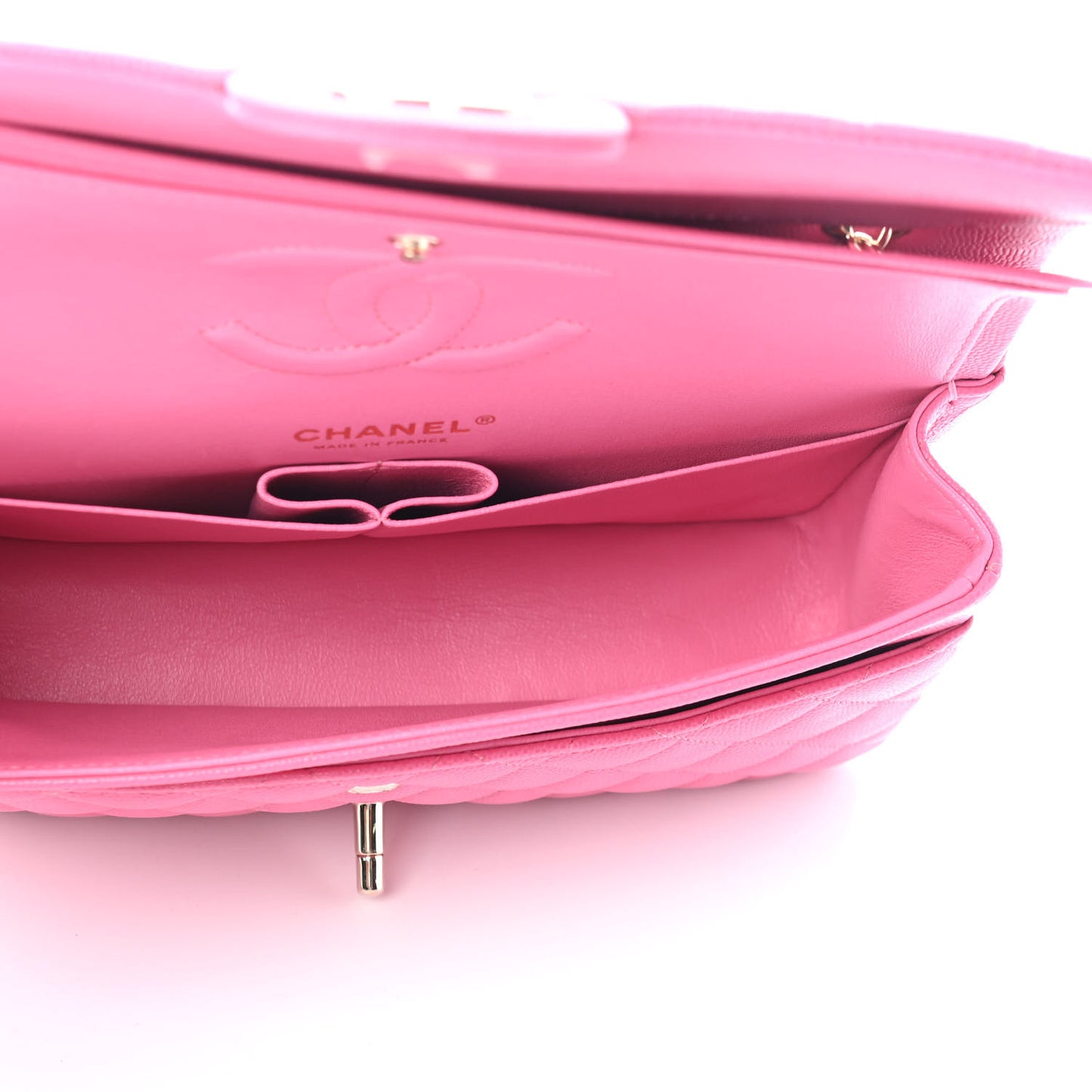 Caviar Quilted Medium Double Flap Pink