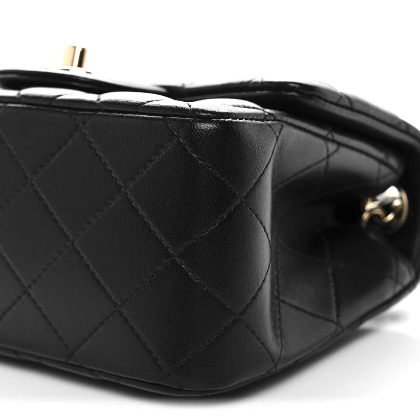 Lambskin Quilted Mini Square Flap Black