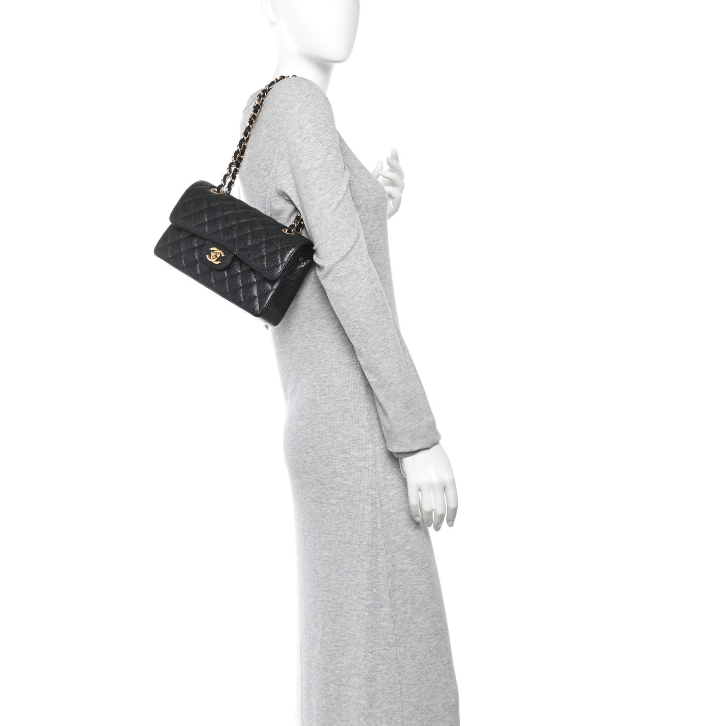 Caviar Quilted Small Double Flap Black