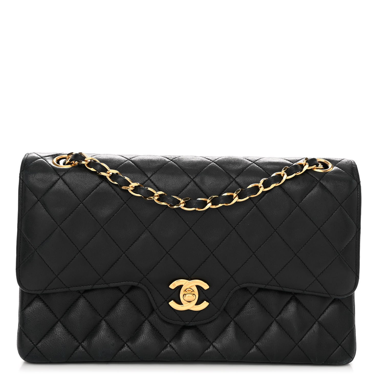 Chanel Lambskin Quilted Medium Double Flap Black 1 of 10