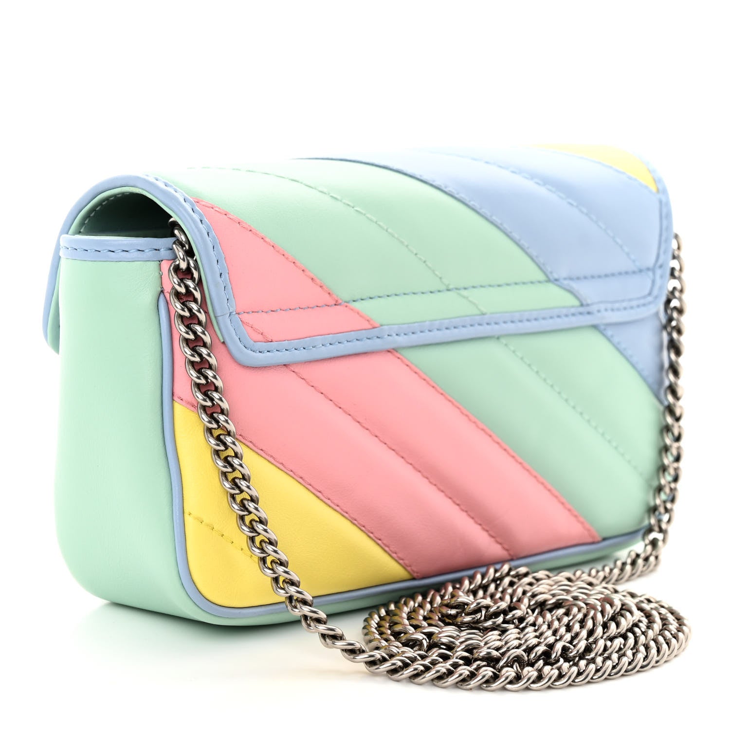 Gucci Calfskin Matelasse Diagonal Super Mini GG Marmont Shoulder Bag Multicolor Pastel 3 of 10