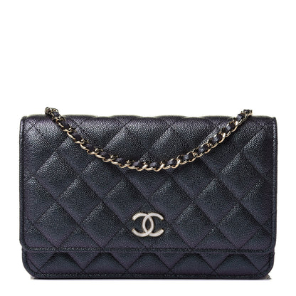 Chanel Iridescent Caviar Quilted Wallet On Chain WOC Green 1 of 4