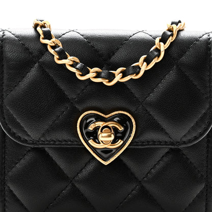 Chanel Lambskin Plexiglass Quilted Coco Love Clutch With Chain Black 9 of 11