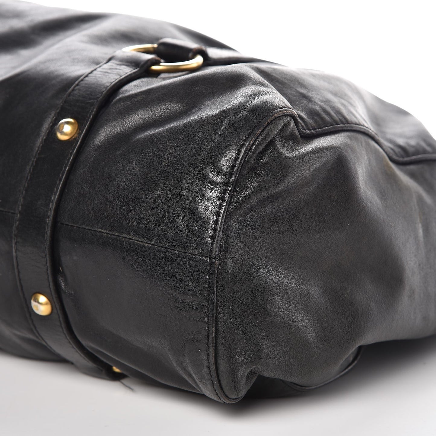 Vitello Lux Gathered Tote Black