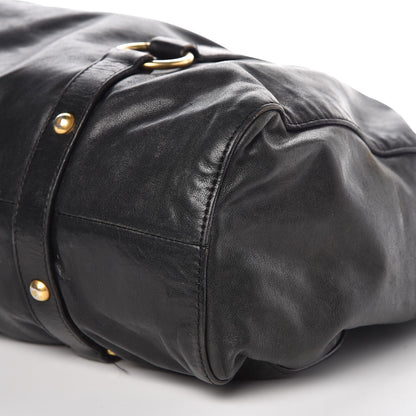 Miu Miu Vitello Lux Gathered Tote Black 9 of 16