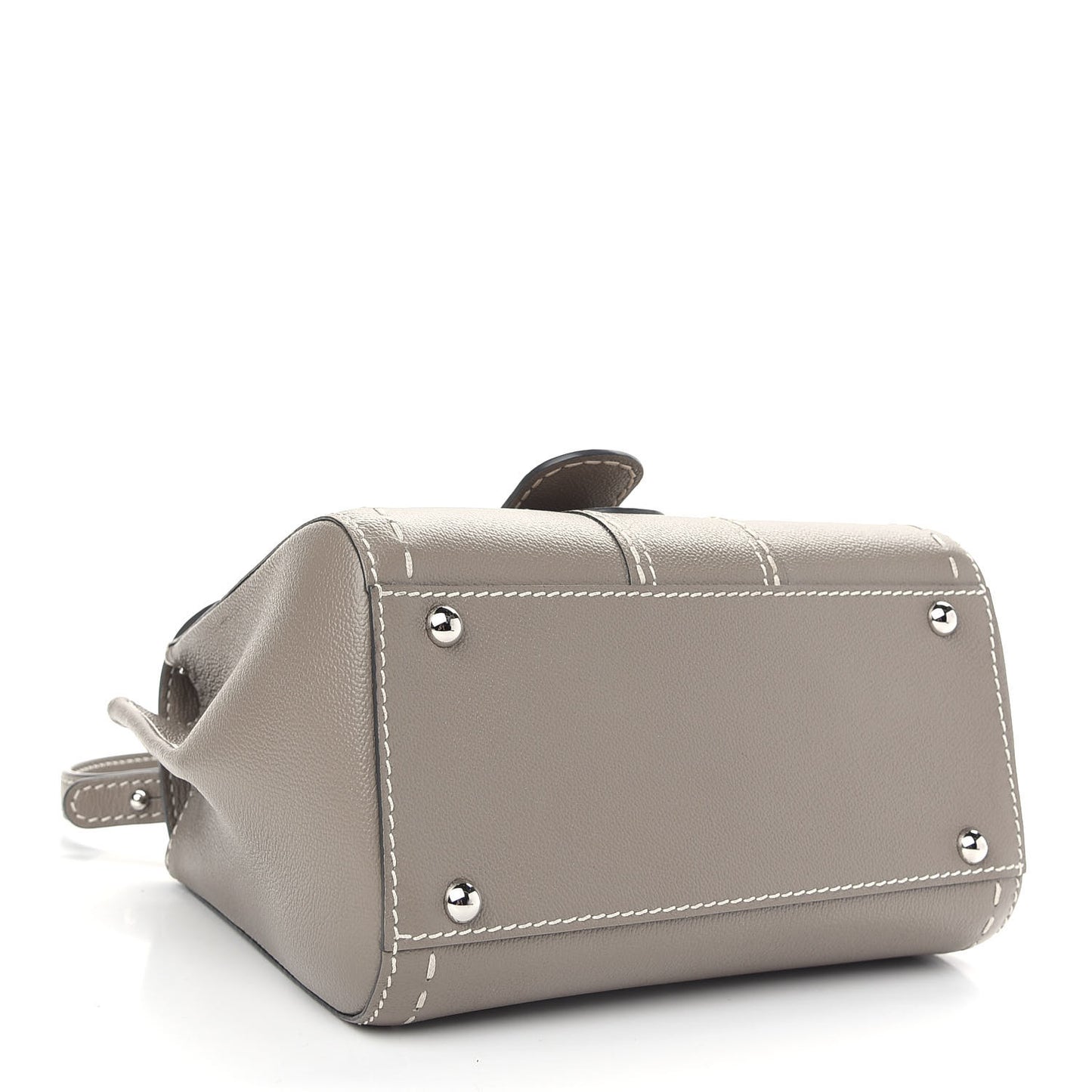 Grained Rodeo Calfskin Surpique Mini Brillant Satchel Tourterelle Ivory