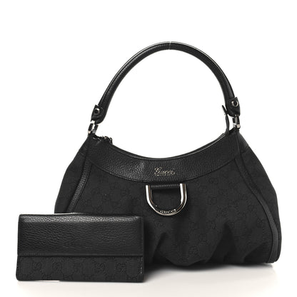 Gucci Monogram Medium D Gold Ring Hobo Black 2 of 12