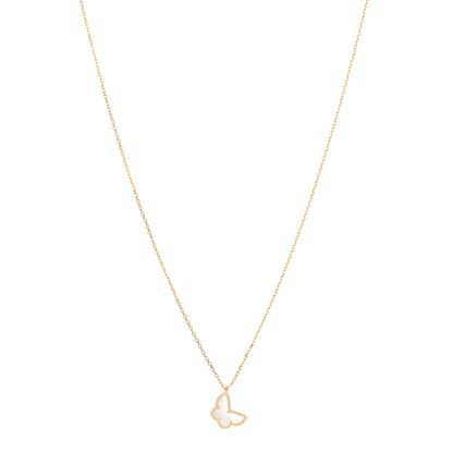 Van Cleef & Arpels 18K Yellow Gold Mother of Pearl Sweet Alhambra Butterfly Pendant Necklace 1 of 4