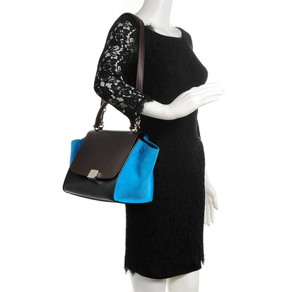 Celine Smooth Calfskin Suede Small Tri-Color Trapeze Turquoise 2 of 9