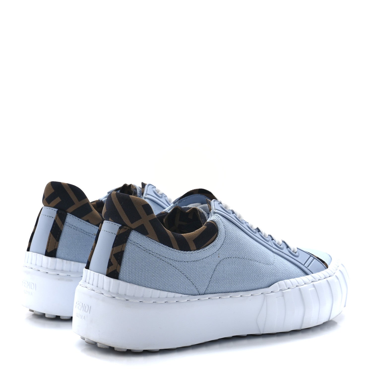 Fendi Canvas Lycra TPU FF Womens Fendi Force Low Top Sneakers 36 Sky Tobacco Black 4 of 8