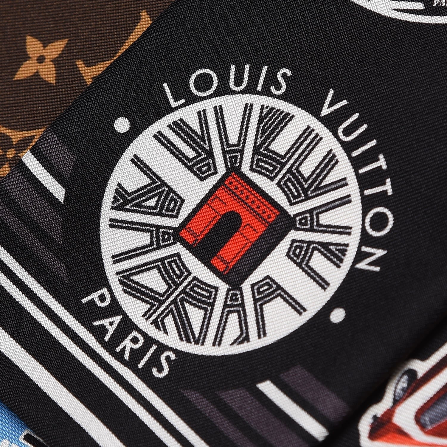 Louis Vuitton Silk Monogram World Tour Stickers Bandeau Black 3 of 4