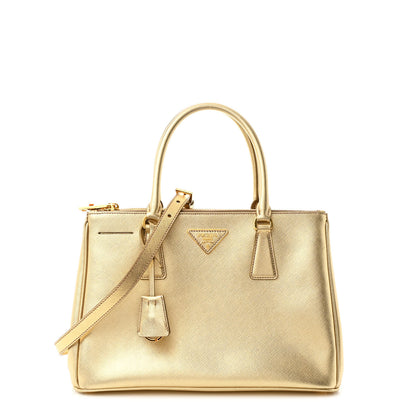 Prada Metallic Saffiano Small Galleria Double Zip Tote Platino 1 of 11