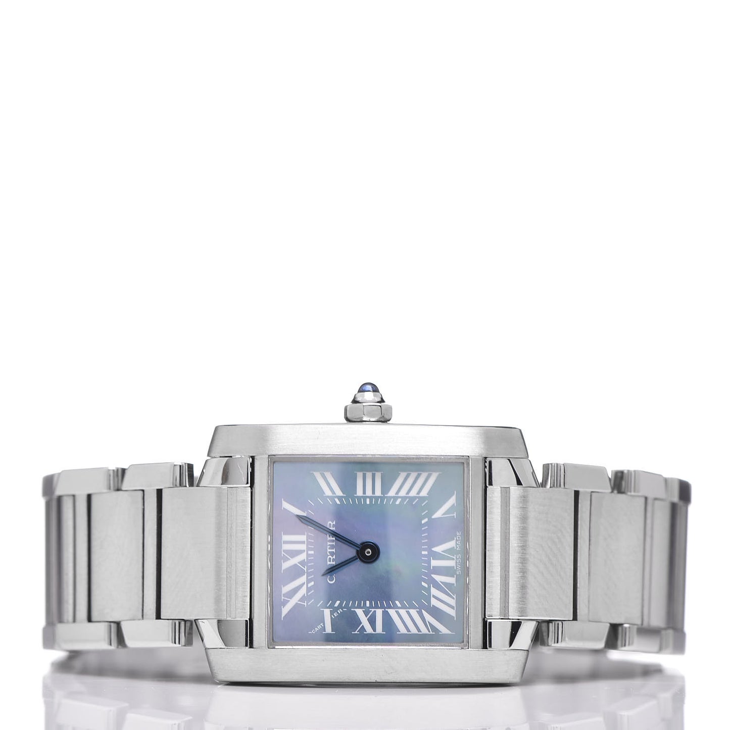 Stainless Steel Blue Mother of Pearl 20mm Tank Francaise Quartz Watch