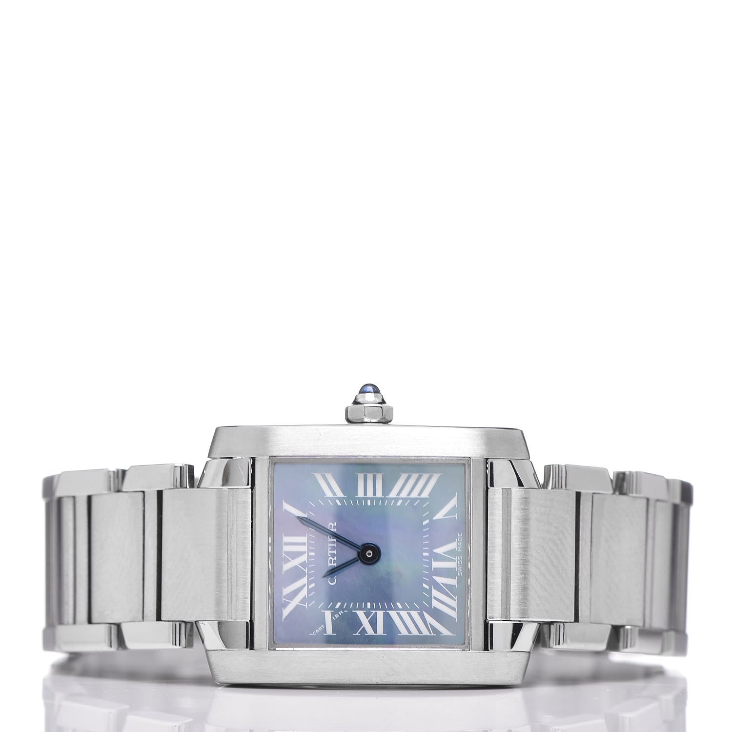 Cartier Stainless Steel Blue Mother of Pearl 20mm Tank Francaise Quartz Watch 3 of 8