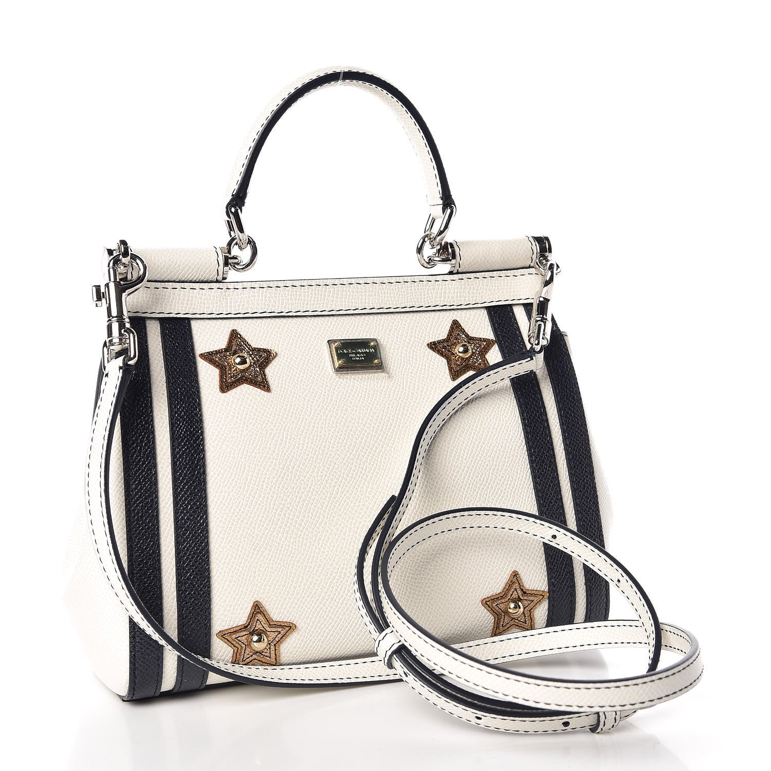 Dolce & Gabbana Dauphine Small Miss Sicily Anchor Satchel White Blue 4 of 9