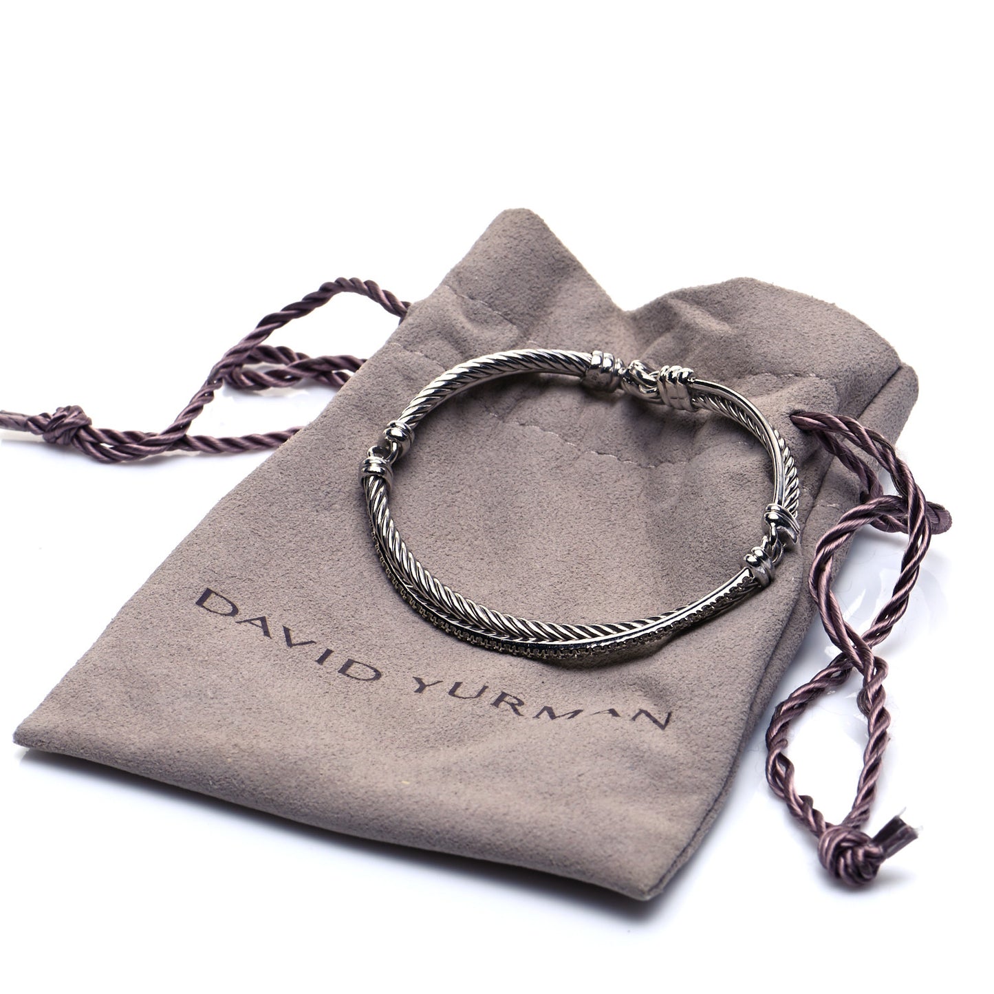 Sterling Silver 14K White Gold Diamond 3mm Crossover Bracelet