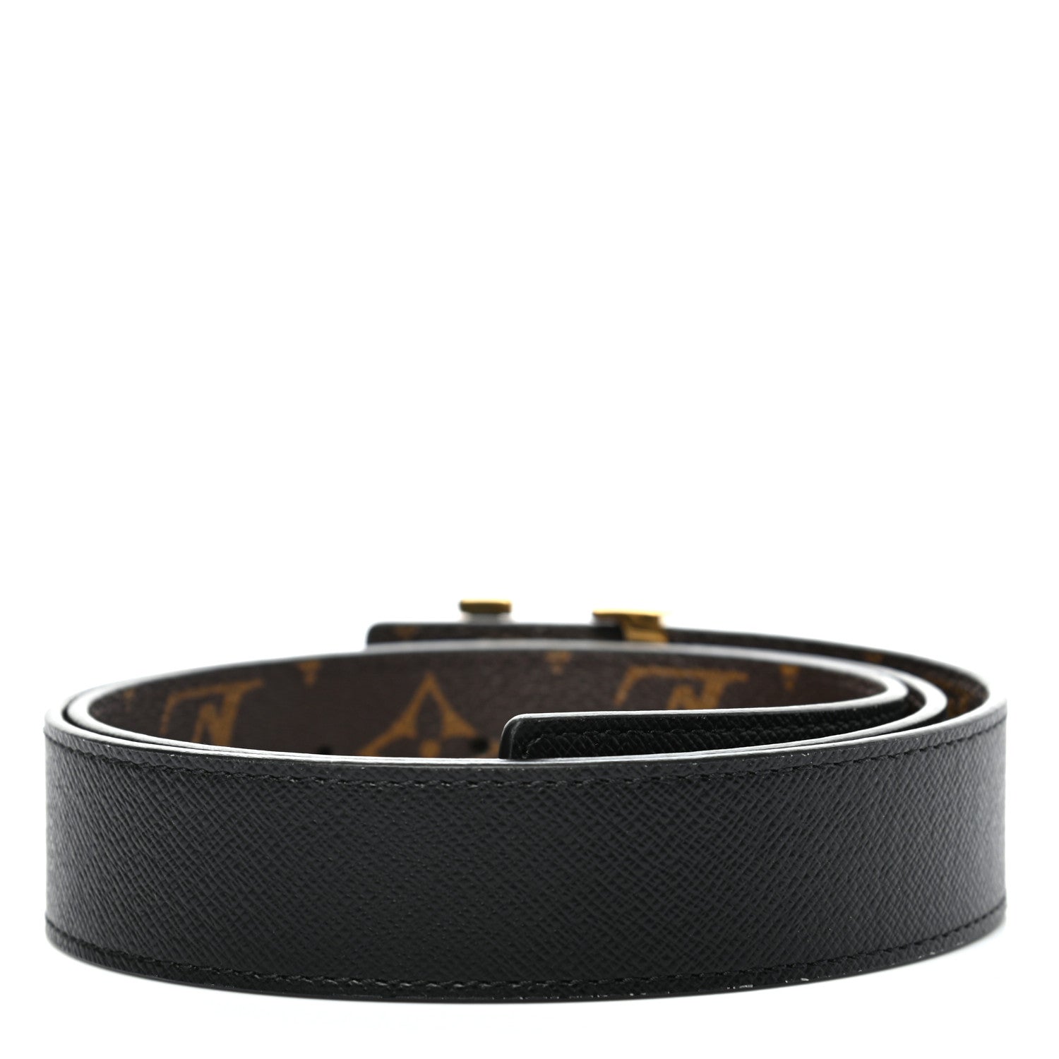 Louis Vuitton Calfskin Monogram 30mm LV Initiales Reversible Belt 80 32 Black 2 of 5