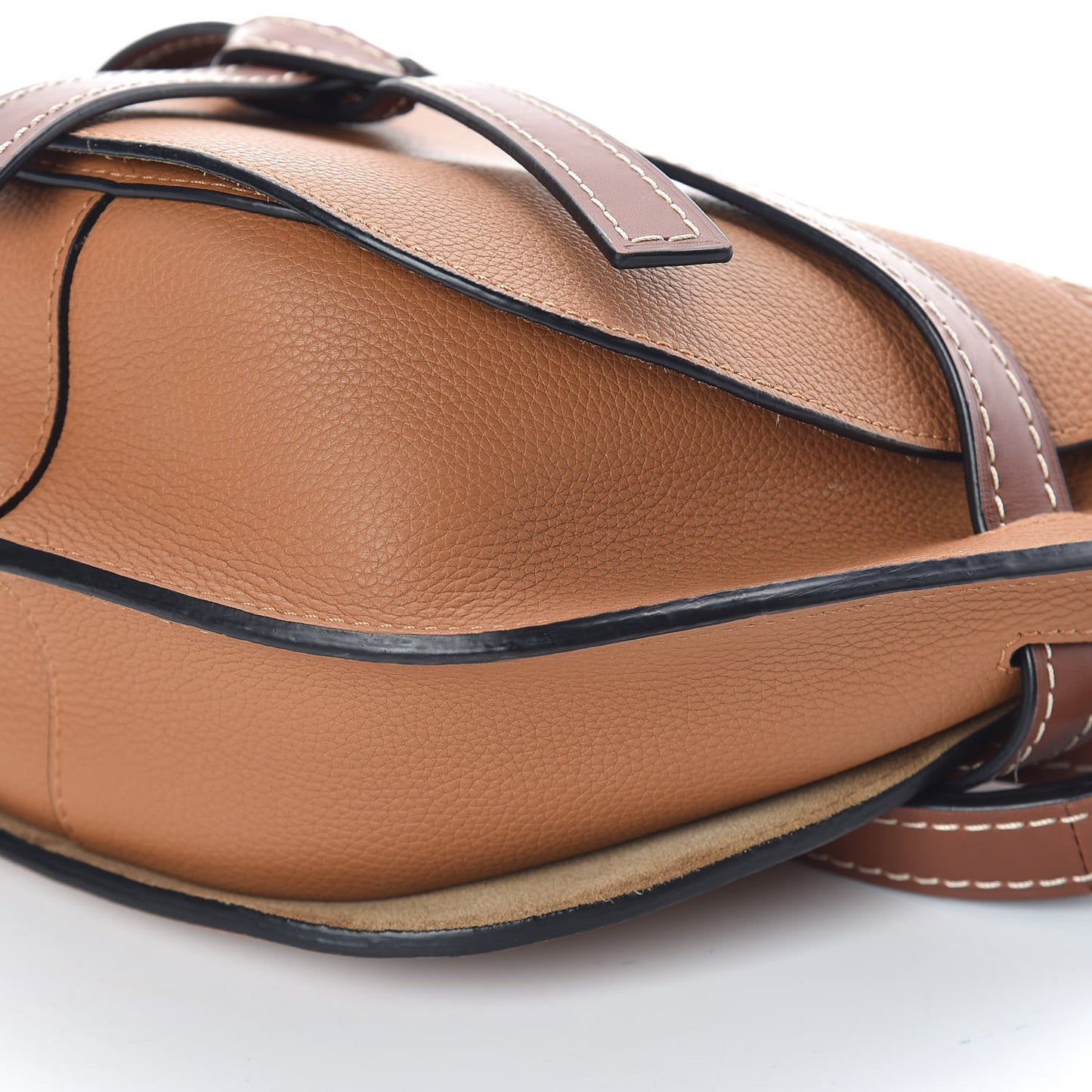 Grained Calfskin Small Gate Crossbody Bag Caramel Pecan