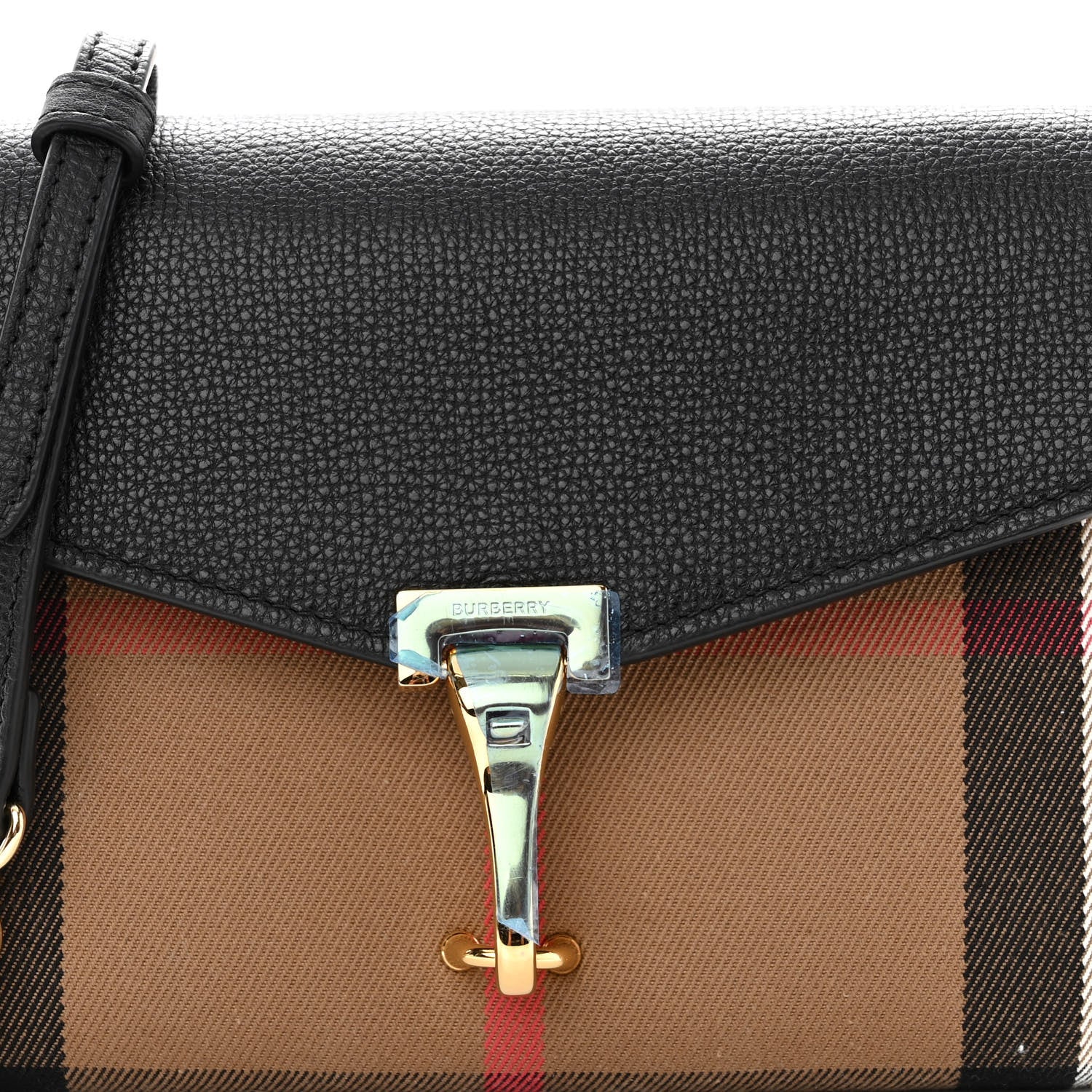 Burberry Derby Calfskin House Check Baby Macken Crossbody Bag Black 6 of 8