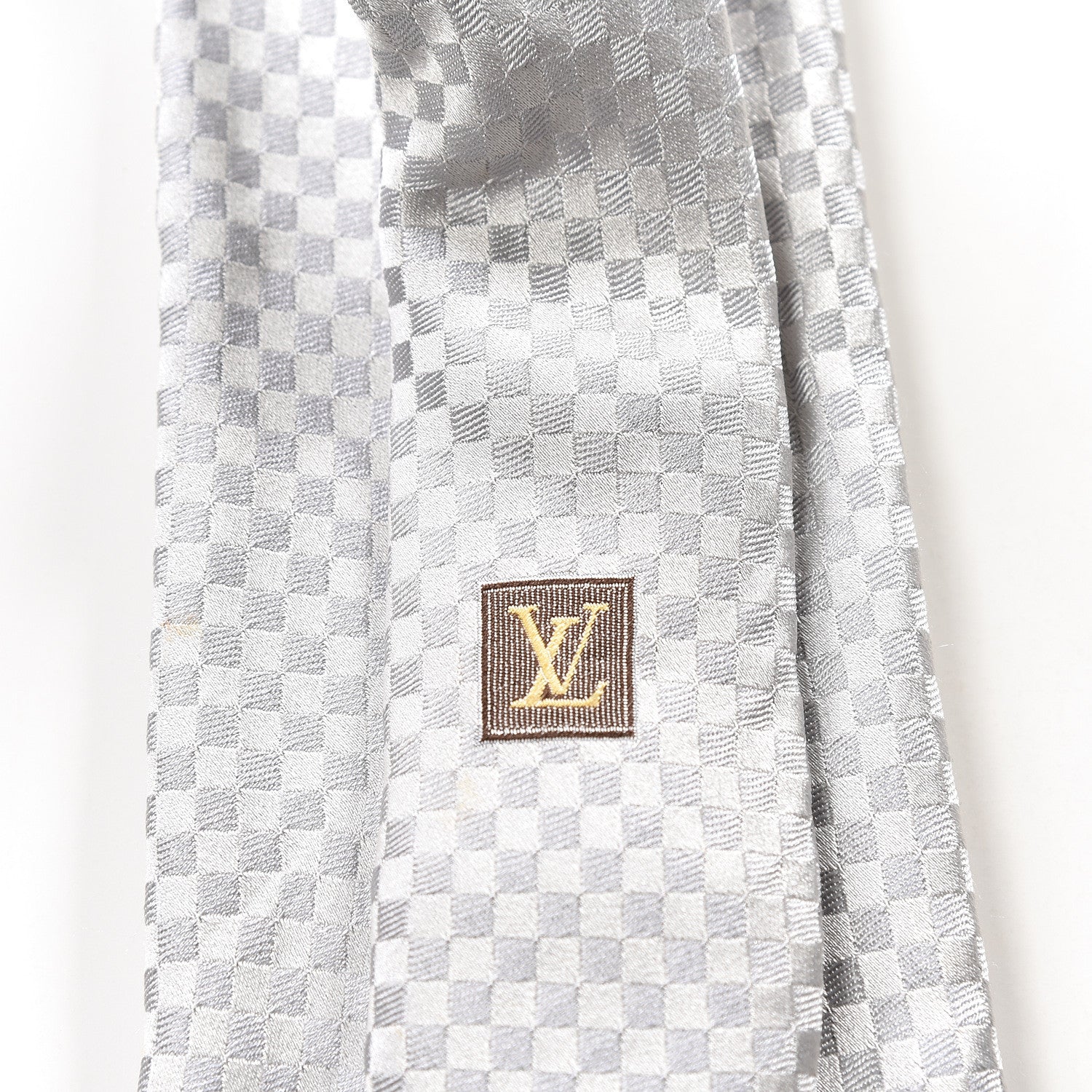 Louis Vuitton Silk Damier Classic Neck Tie Grey 5 of 5
