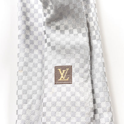 Louis Vuitton Silk Damier Classic Neck Tie Grey 5 of 5