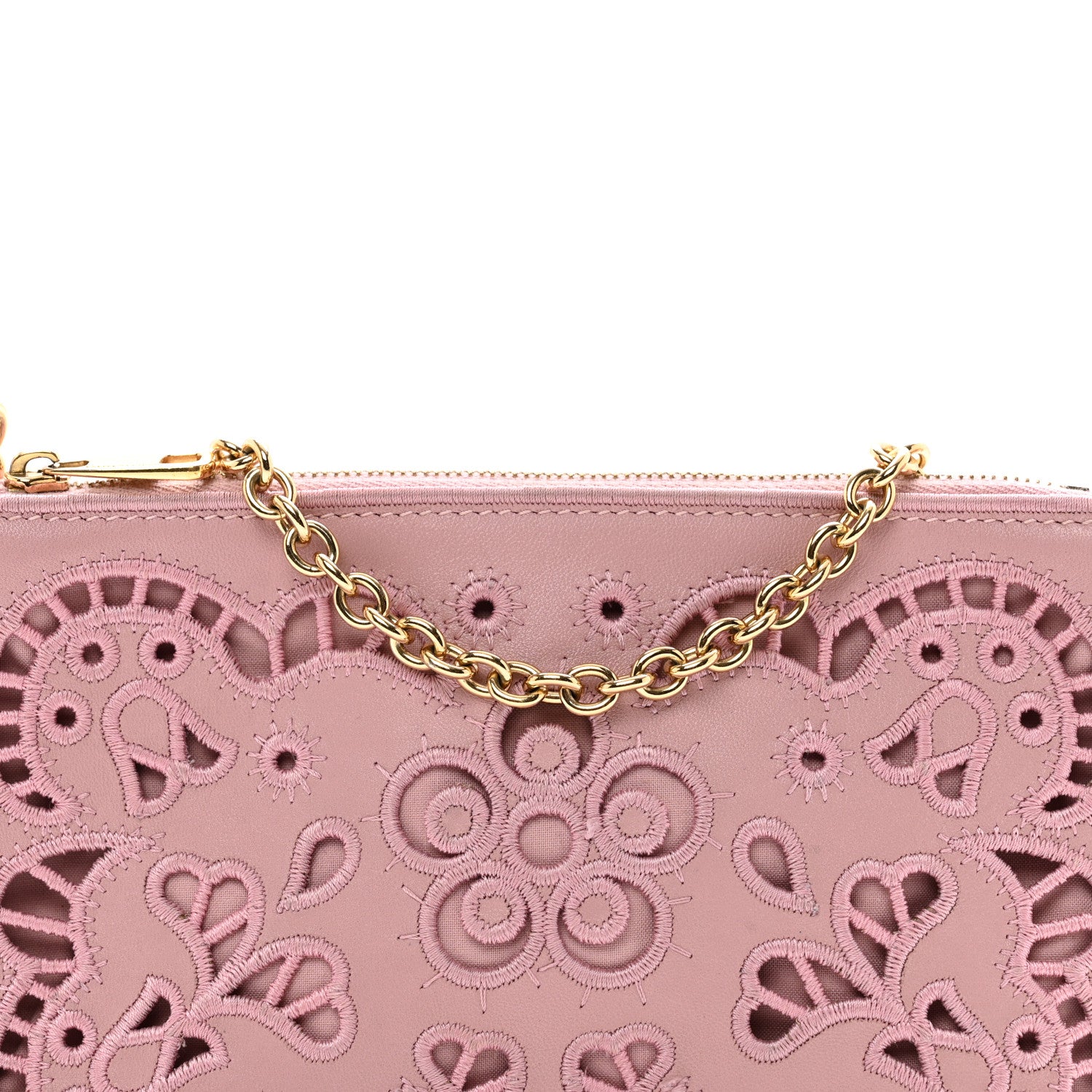 Dolce & Gabbana Lambskin Embroidered Laser Cut Micro Crossbody Pochette Rose Poudre 5 of 10