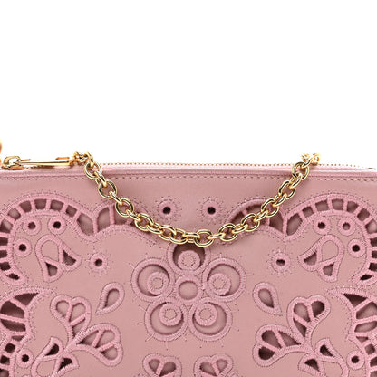 Dolce & Gabbana Lambskin Embroidered Laser Cut Micro Crossbody Pochette Rose Poudre 5 of 10