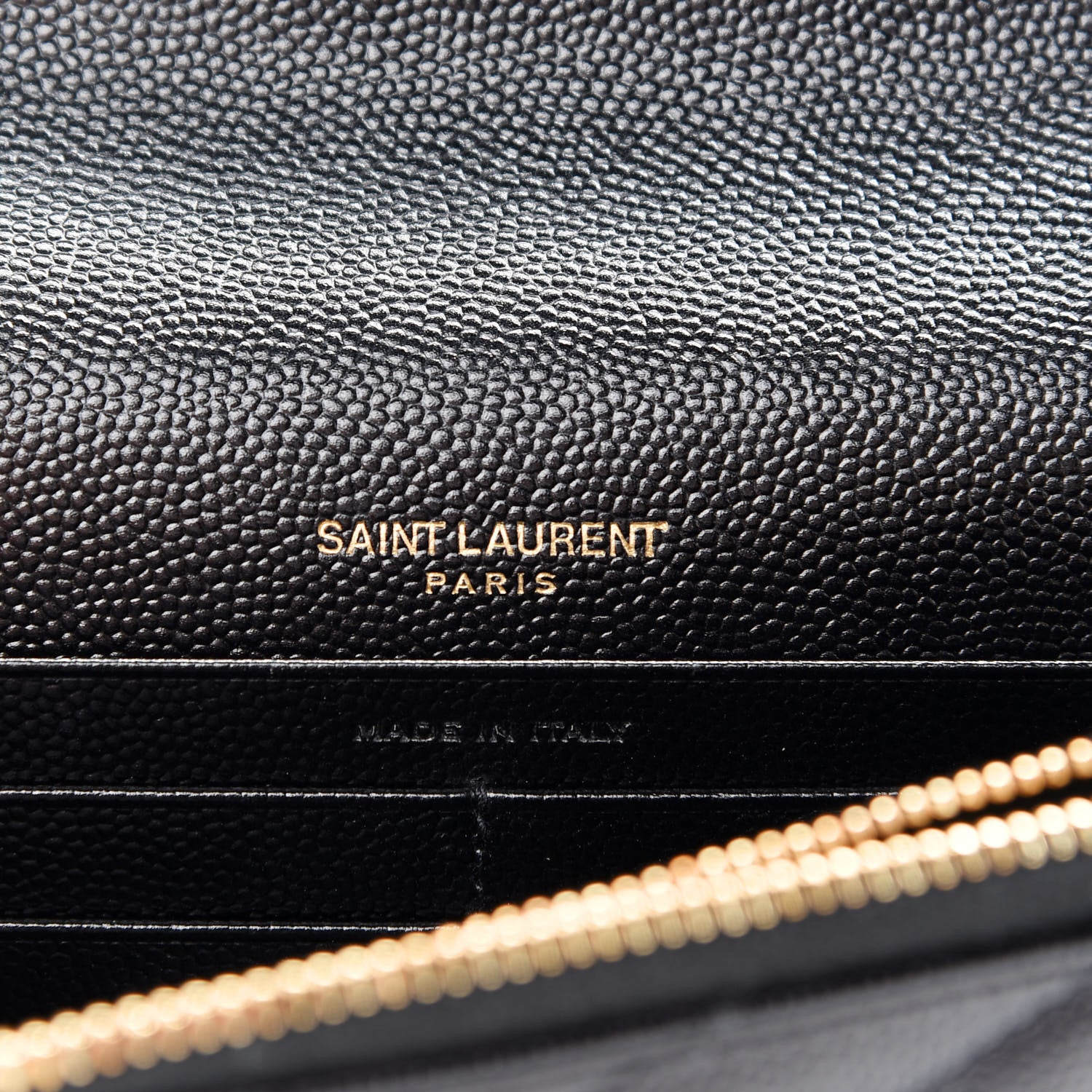 Saint Laurent Grain De Poudre Matelasse Chevron Monogram Envelope Chain Wallet Black 6 of 9