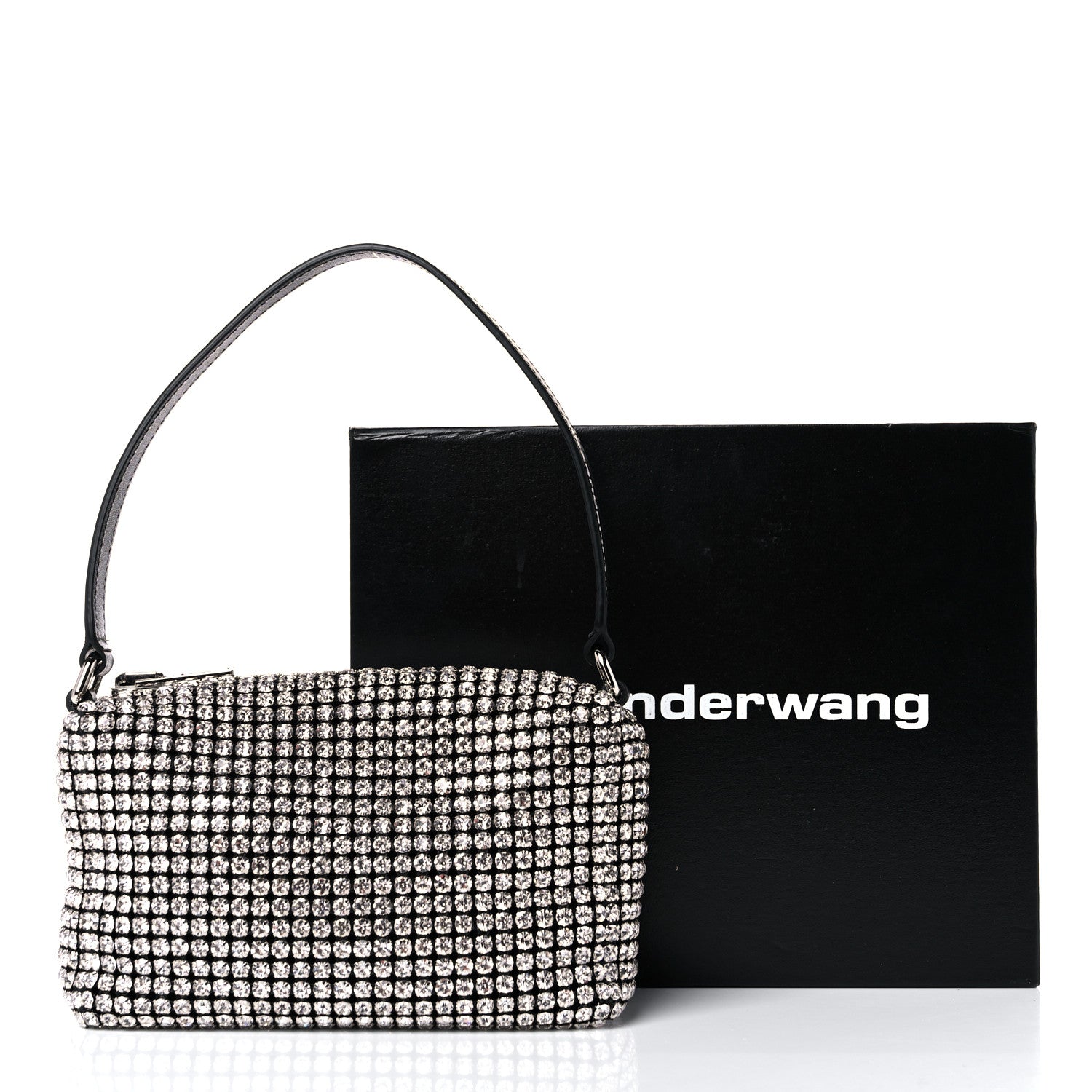 Alexander Wang Mesh Crystal Rhinestone Mini Heiress Pouch Black Silver 10 of 10