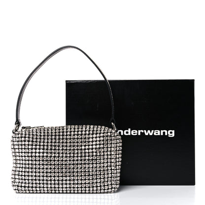 Alexander Wang Mesh Crystal Rhinestone Mini Heiress Pouch Black Silver 10 of 10