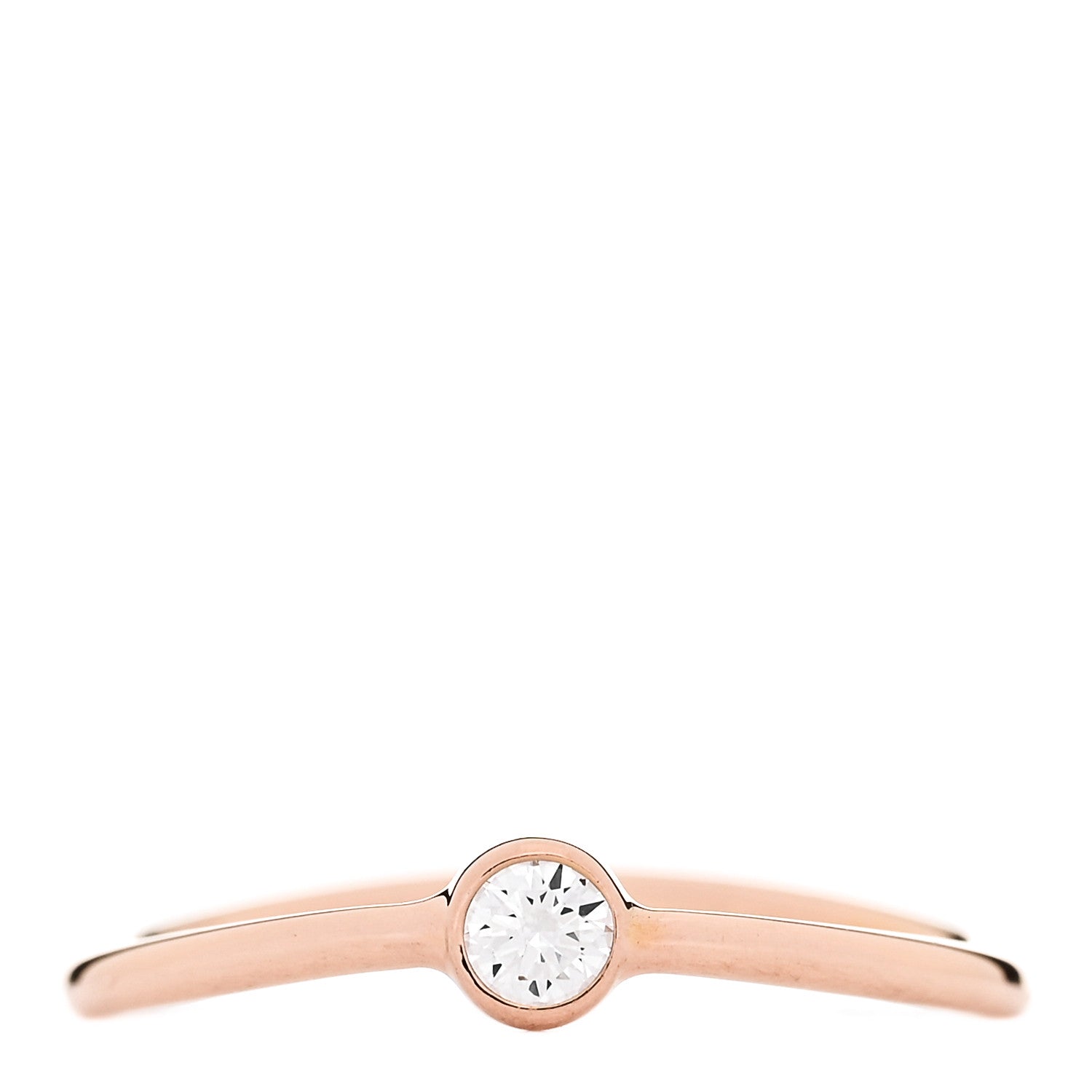 Tiffany 18K Rose Gold Diamond Elsa Peretti Single-Row Wave Ring 46 3.75 1 of 5