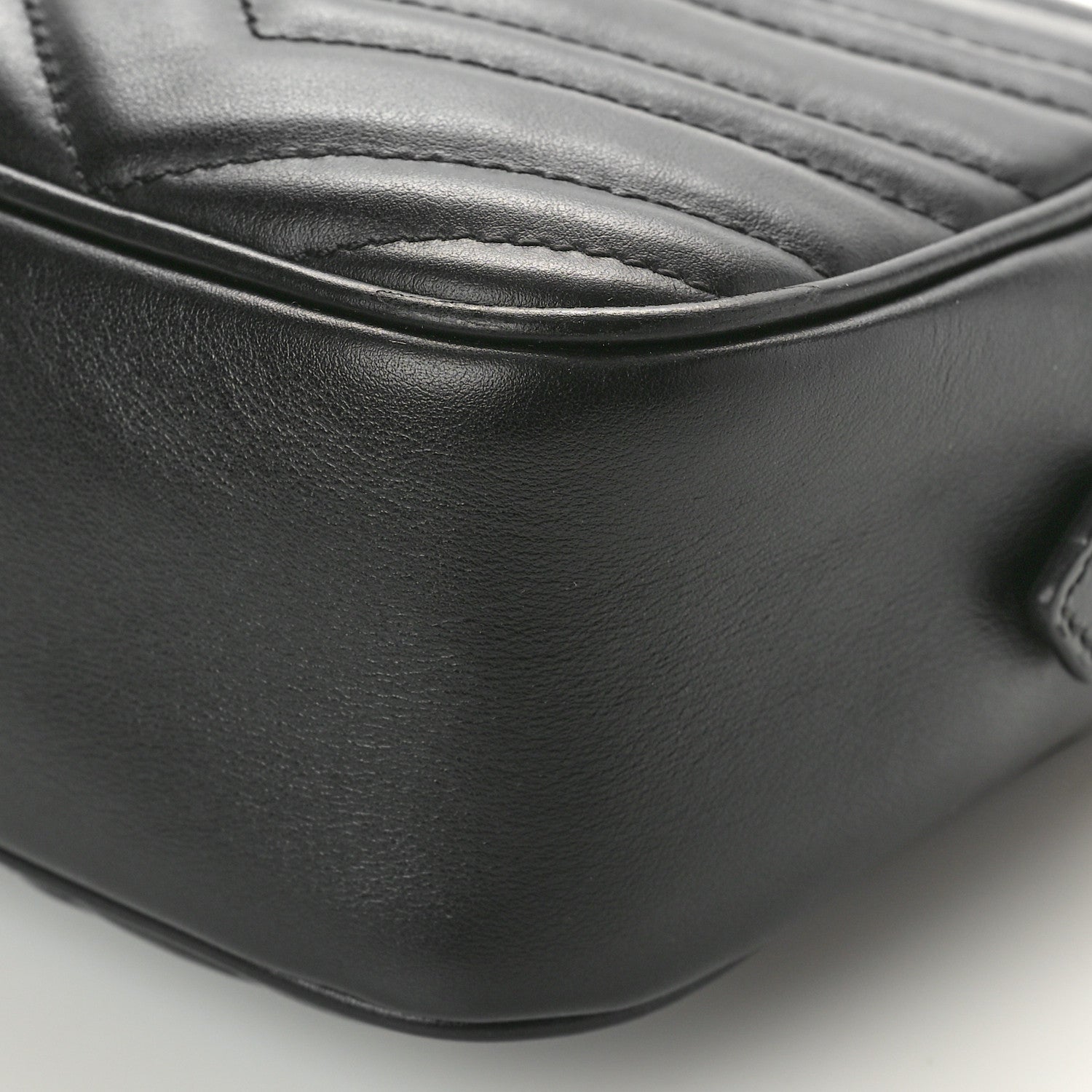 Gucci Calfskin Matelasse Small GG Marmont Chain Shoulder Bag Black 10 of 10